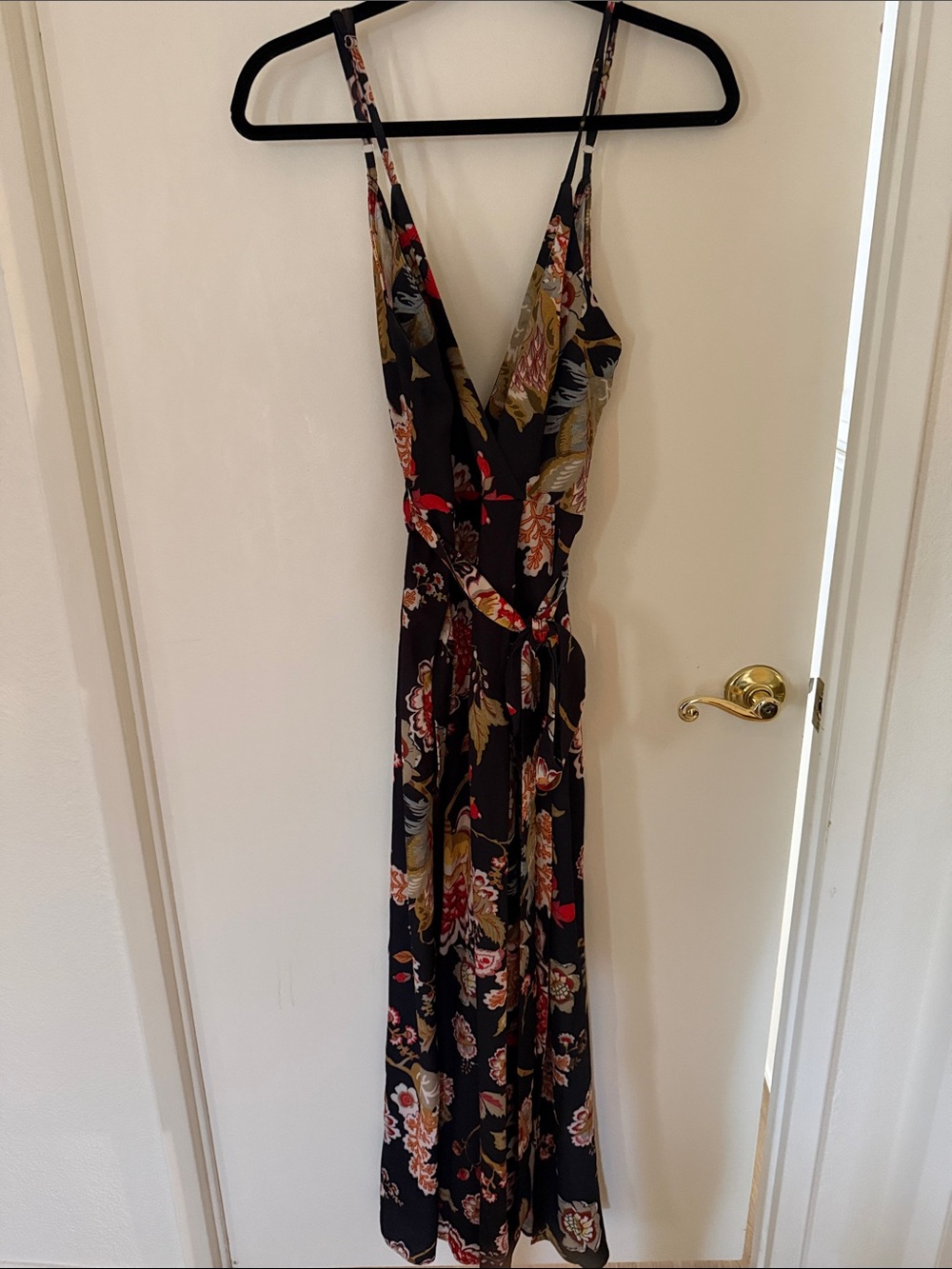 Beachcult Cape Town Women's Black Floral Wrap Maxi Dress - Elegant V-Neck